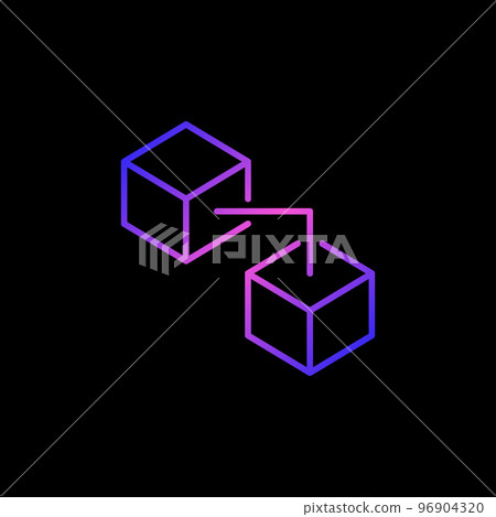 Blockchain Technology linear vector modern icon - Two Connected Blocks symbol Blockchain Technology linear vector modern icon - Two Connected Blocks symbol 96904320
