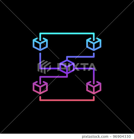 Blockchain with 5 Blocks vector outline concept colored icon or sign 96904330