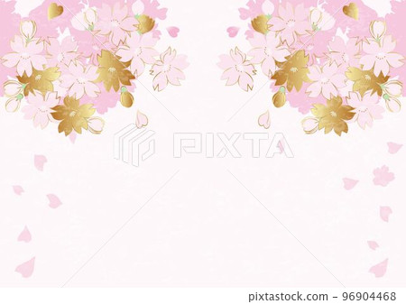 Japanese style illustration of cherry blossoms frame background illustration material 96904468