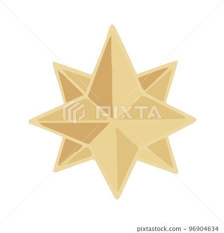 Isolated clip art illustration of shaded Christmas golden star 96904634