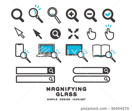 簡單易用的放大鏡、搜索窗口等矢量圖素材/點擊/放大 96904879