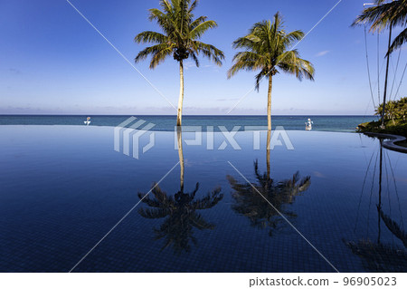 Trip to Okinawa Beautiful pool and sea at Moon Beach Hotel 96905023