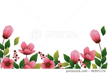 Beautiful Peach Blossom Flower Floral Blank Space Rectangle Background 96905176