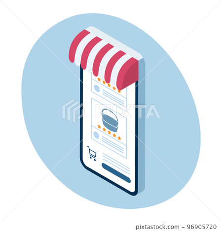 Online store-smartphone with blue circular background Online store-smartphone with blue circular background 96905720