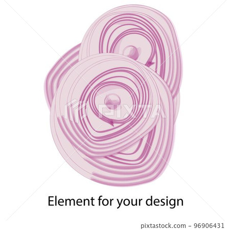 RINGS OF THE RED BOW. Ingredient for cooking. Chopped onion. Vegetables. Snack. Vector illustration on a white background.. RINGS OF THE RED BOW. Ingredient for cooking. Chopped onion. Vegetables. Snack. Vector illustration on a white background.. 96906431