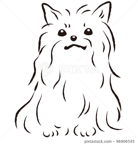 簡單可愛的約克夏犬手繪線描矢量圖(黑白) 簡單可愛的約克夏犬手繪線描矢量圖(黑白) 96906585
