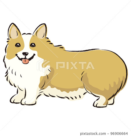 簡單可愛的柯基犬手繪線描矢量圖解 簡單可愛的柯基犬手繪線描矢量圖解 96906664