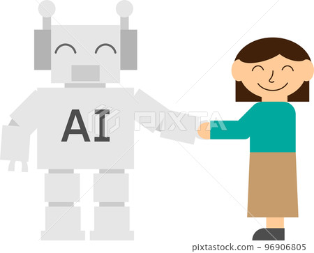 AI機器人和好朋友的形象插畫 AI機器人和好朋友的形象插畫 96906805