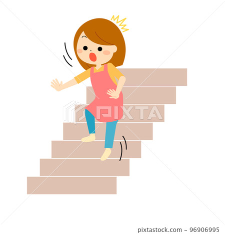 女人在家裡的樓梯上絆倒 96906995