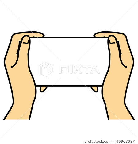 Hand Holding a smartphone Both hands Hand Holding a smartphone Both hands 96908087