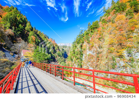 富山縣黑部市奧金橋，秋天的黑部峽谷 96908434