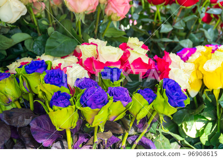 Flowers and Herbs in the streets, colorful roses Flowers and Herbs in the streets, colorful roses 96908615