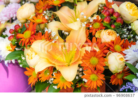 Beautiful bouquet of different varieties of flowers Beautiful bouquet of different varieties of flowers 96908637