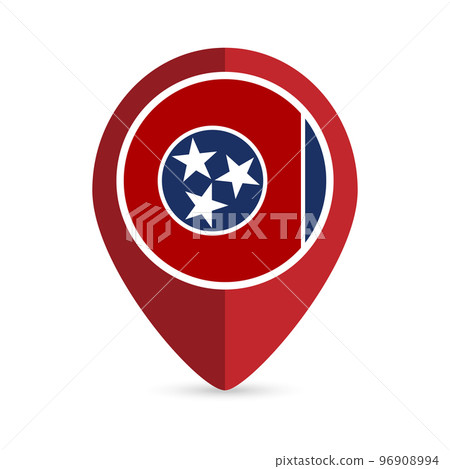 Map pointer with flag Tennessee state. Vector illustration. 96908994