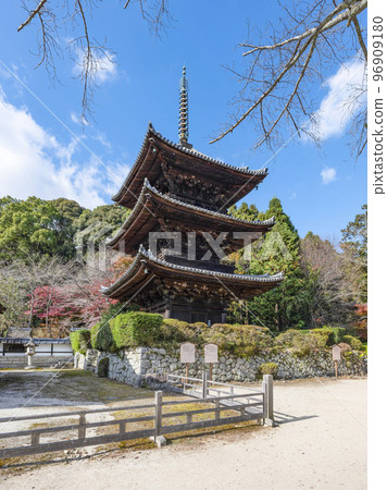 Miidera (Onjoji) three-storied pagoda of the Tendaijimon sect head temple Miidera (Onjoji) three-storied pagoda of the Tendaijimon sect head temple 96909180