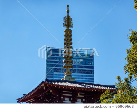Five-storied pagoda, Shitennoji Temple in autumn (Tennoji Ward, Osaka City) 96909668