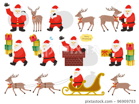 Santa Claus and reindeer illustration set 1 96909783