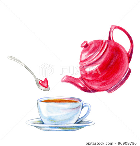 Image of tea time [hand-painted watercolor] 96909786