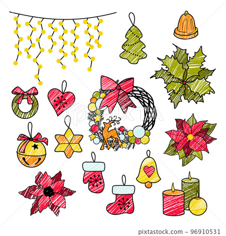 vector contur and pencil seamless pattern New Year s, Christmas decorations 96910531