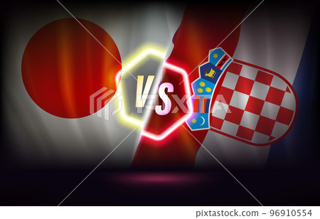 Japan versus Croatia game concept. 3d vector illustration with neon label 96910554