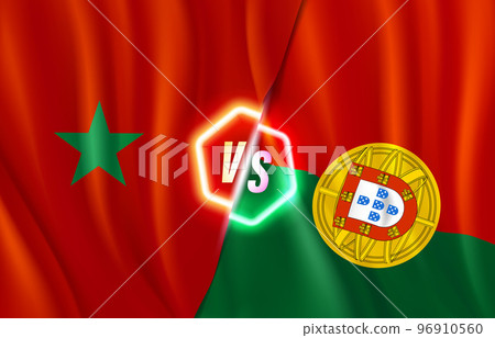Morocco versus Portugal game score table template. 3d vector illustration with neon label Morocco versus Portugal game score table template. 3d vector illustration with neon label 96910560