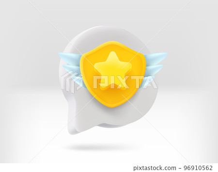 Speech cloud with star achievement sign. 3d vector isolated illustration Speech cloud with star achievement sign. 3d vector isolated illustration 96910562