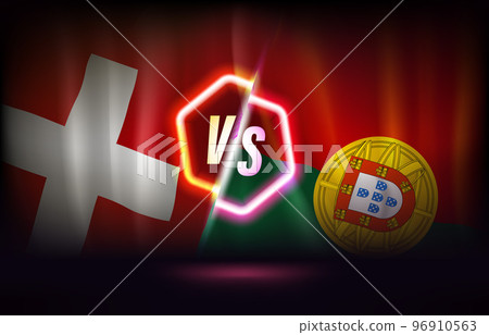 Portugal versus Switzerland game concept. 3d vector illustration with neon label Portugal versus Switzerland game concept. 3d vector illustration with neon label 96910563