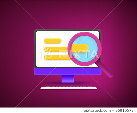 Business analytics comcept with magnifier. 3d vector illustration Business analytics comcept with magnifier. 3d vector illustration 96910572