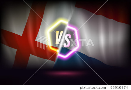 England versus France game score table template. 3d vector illustration with neon label England versus France game score table template. 3d vector illustration with neon label 96910574