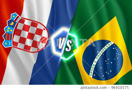 Croatia versus Brazil game score table template. 3d vector illustration with neon label Croatia versus Brazil game score table template. 3d vector illustration with neon label 96910575