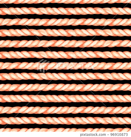 Rope seamless pattern. Watercolor illustration. Isolated on a black background. Rope seamless pattern. Watercolor illustration. Isolated on a black background. 96910873