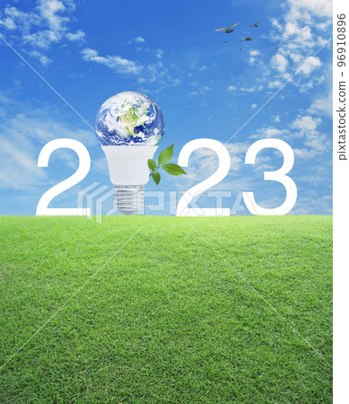 Happy new year 2023 ecology saving power and energy concept, Elements of this image furnished by NASA Happy new year 2023 ecology saving power and energy concept, Elements of this image furnished by NASA 96910896