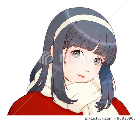 戴頭帶圍巾的女孩 衣服=紅色,圍巾=乳白色,頭髮=藏青 左右顛倒版 戴頭帶圍巾的女孩 衣服=紅色,圍巾=乳白色,頭髮=藏青 左右顛倒版 96910905