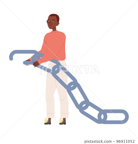 Man Character Joining Chain Part Having Connection with Somebody in Social Interaction Vector Illustration Man Character Joining Chain Part Having Connection with Somebody in Social Interaction Vector Illustration 96911052