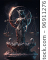 Lady justice statue digitally manipulated surrealism ancient magical scene 96911276