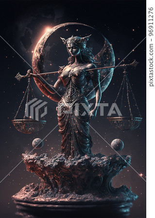 Lady justice statue digitally manipulated surrealism ancient magical scene 96911276