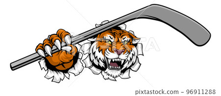 Tiger Ice Hockey Team Sports Cartoon Mascot 96911288