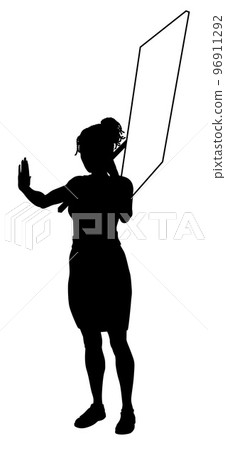 Protest Rally March Picket Sign Silhouette Person Protest Rally March Picket Sign Silhouette Person 96911292