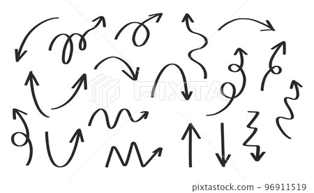 Vector arrow set. Set of hand-drawn arrows isolated, elements for presentation 96911519