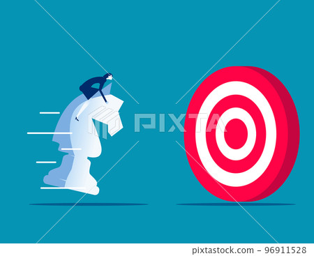 Riding chess horse aiming to target. Business planning and strategy vector illustration 96911528