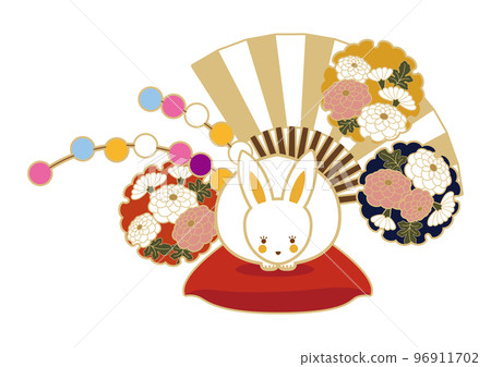 New Year's material-Japanese pattern rabbit icon. Zodiac illustration. New Year's material-Japanese pattern rabbit icon. Zodiac illustration. 96911702