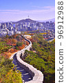 A view of downtown Seoul in October, colored in autumn 96912988