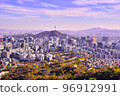 A view of downtown Seoul in October, colored in autumn 96912991