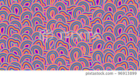 Colorful pink purple psychedelic swirl seamless pattern with hallucination swirls 96913899
