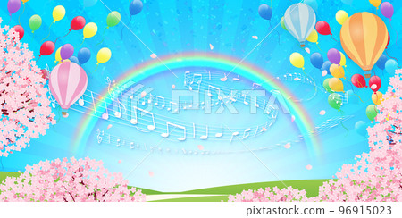 Cherry blossom tree lined balloon ceremony 96915023