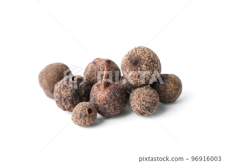 Spicy black pepper grains isolated on white Spicy black pepper grains isolated on white 96916003