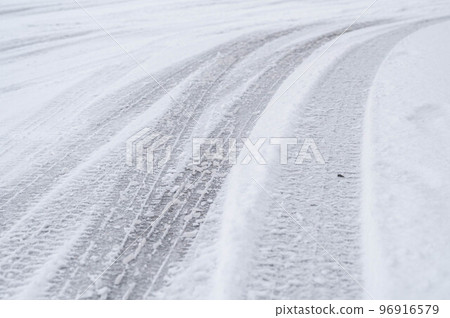 Frozen road covered with snow Frozen road covered with snow 96916579