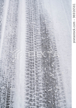 frozen road with snow 96916581