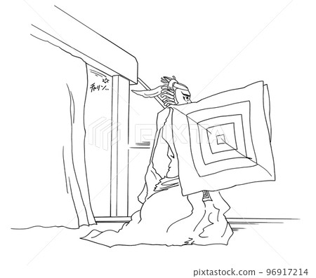 歌舞伎、幕布、支樂、出場、白描 96917214