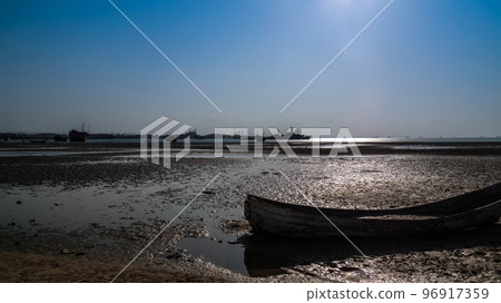 Panorama of Berbera port and beach with boats Somalia 96917359